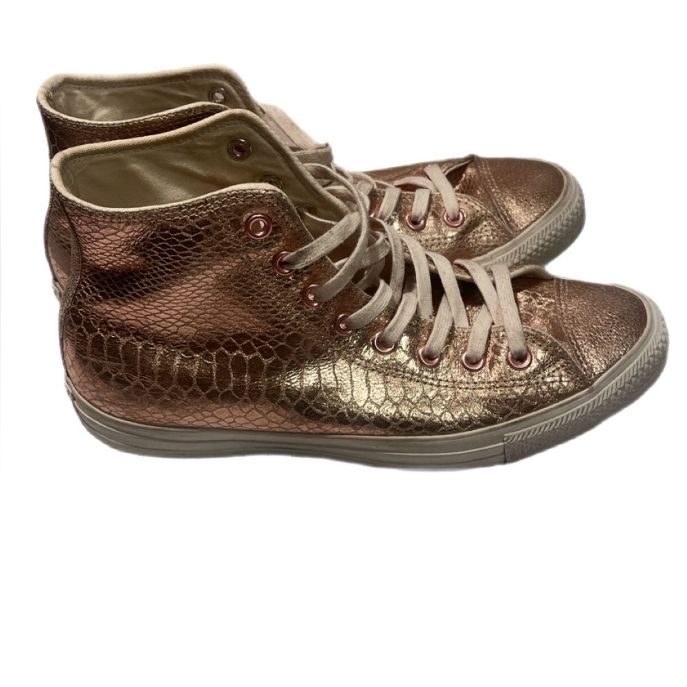 Converse Chuck Taylor Metallic Rose Gold Athleisure Trendy platform High-Tops 11 - Picture 3 of 7